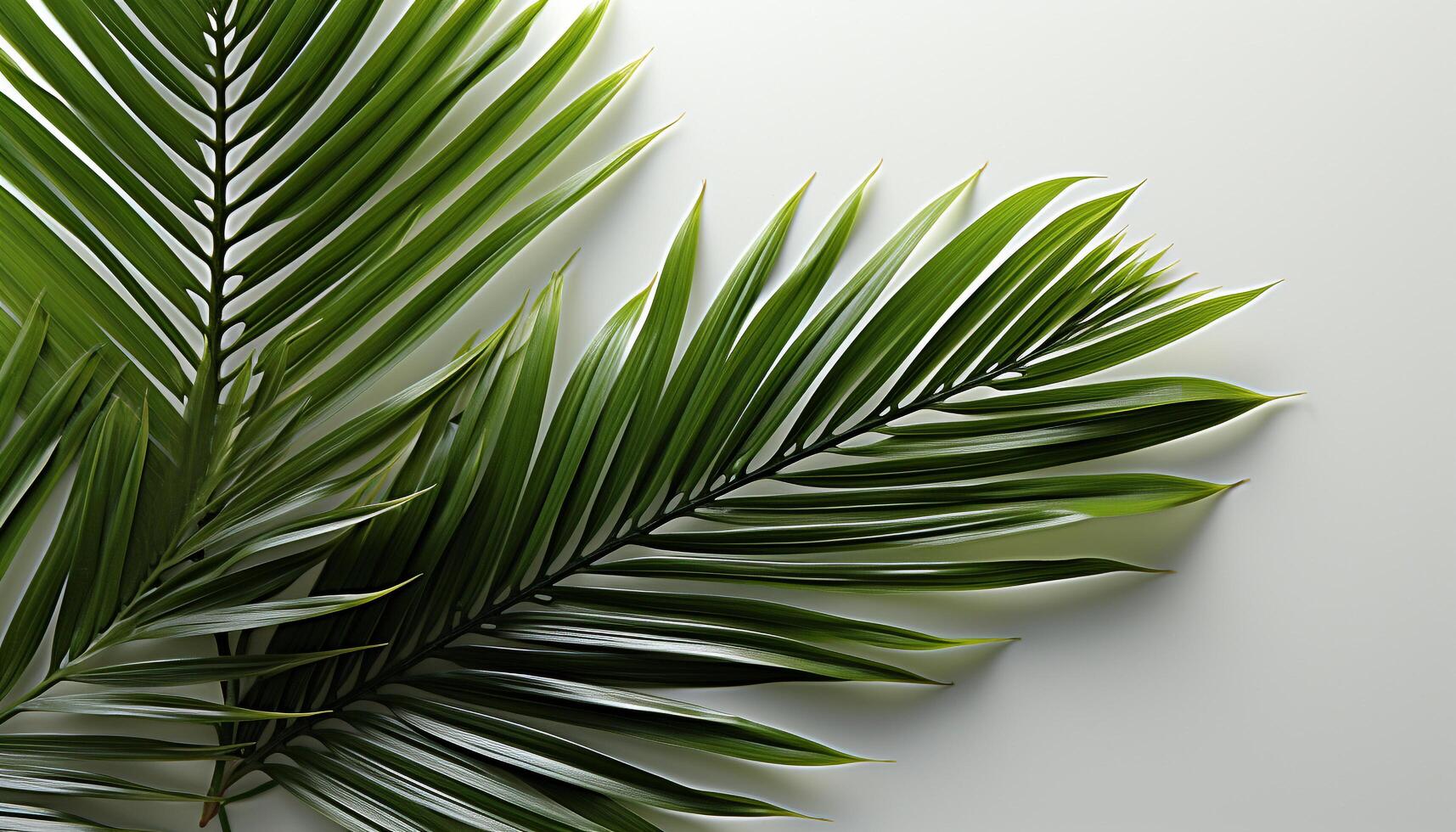AI generated Fresh green palm leaves bring tropical beauty to the environment generated by AI photo