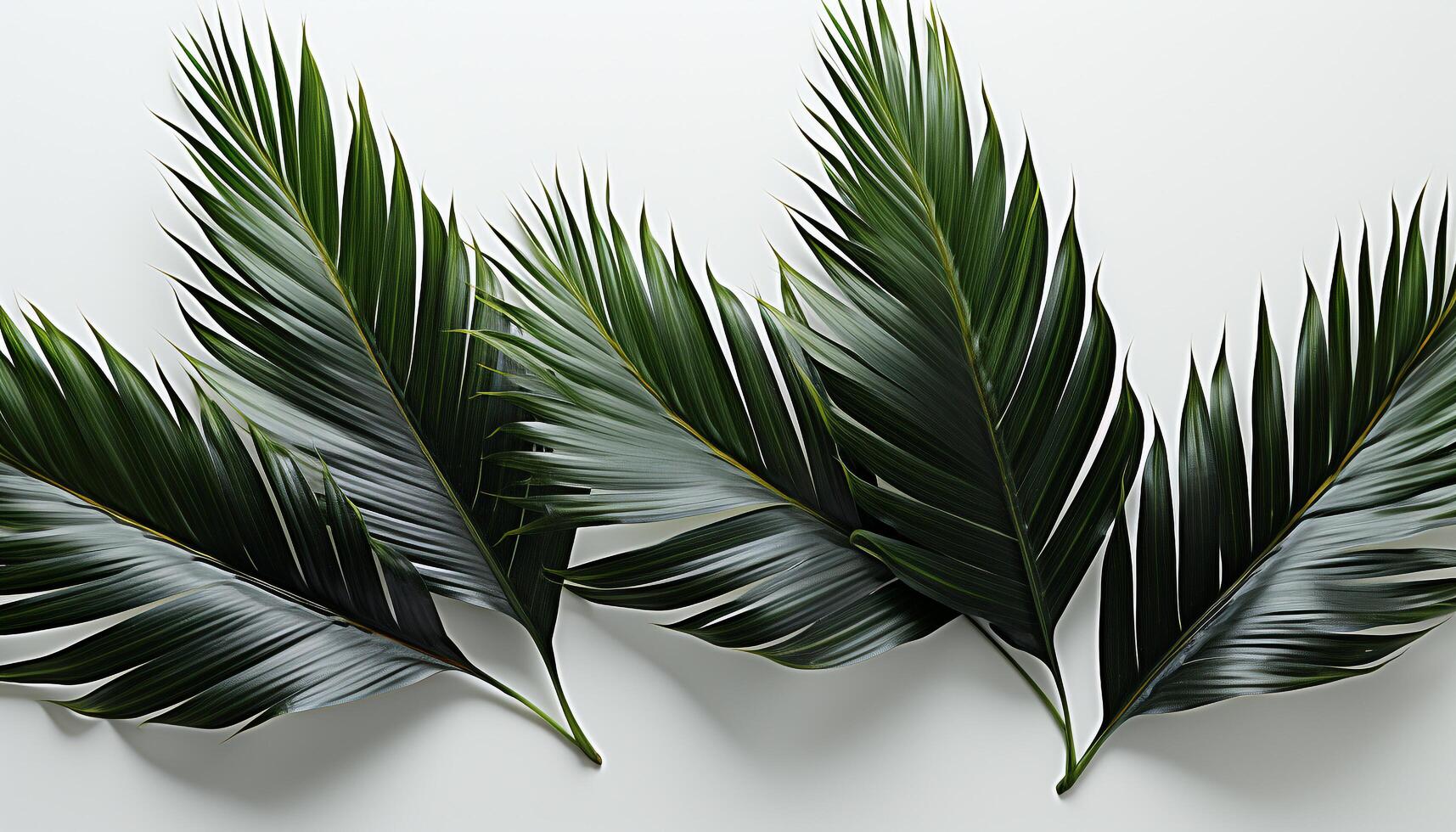 AI generated Green palm tree leaves create a tropical summer wallpaper generated by AI photo