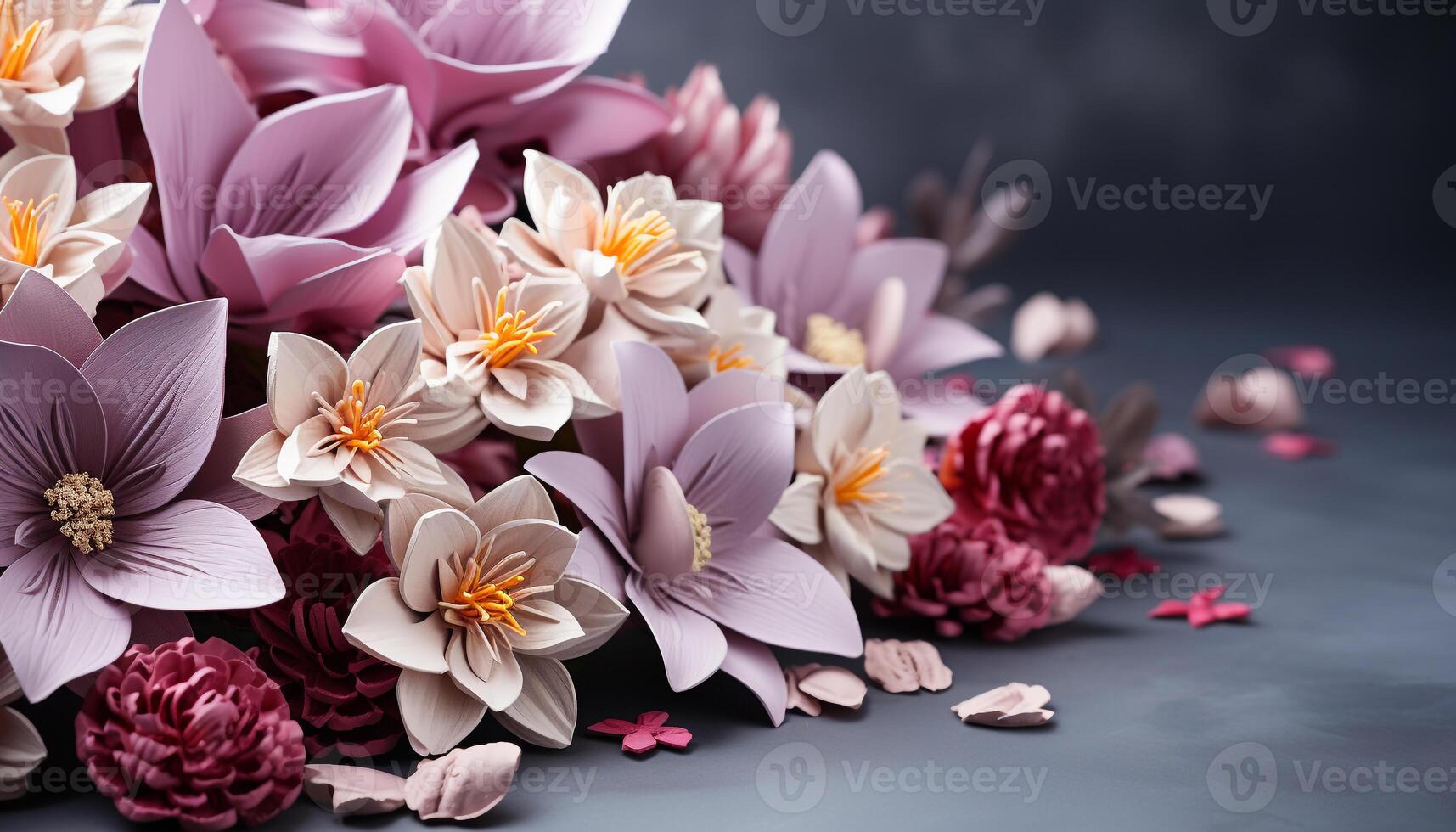 AI generated Freshness of nature beauty in a bouquet of multi colored flowers generated by AI photo
