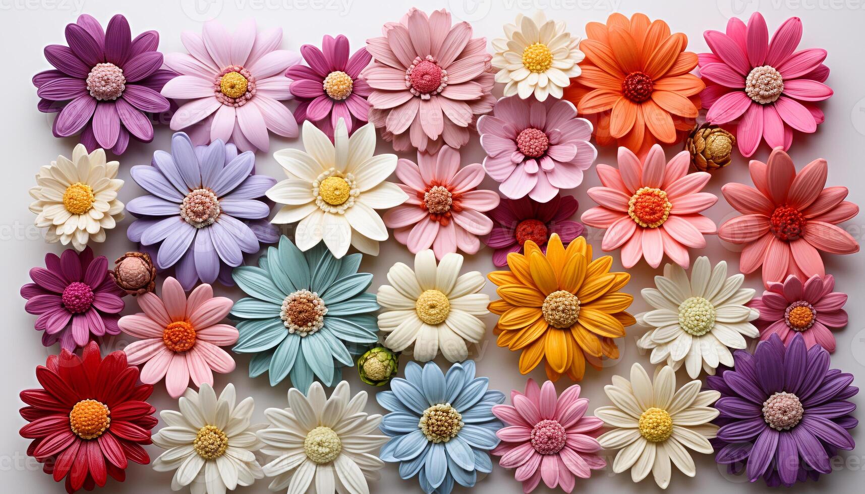 AI generated A beautiful collection of multi colored daisies, nature gift of beauty generated by AI photo