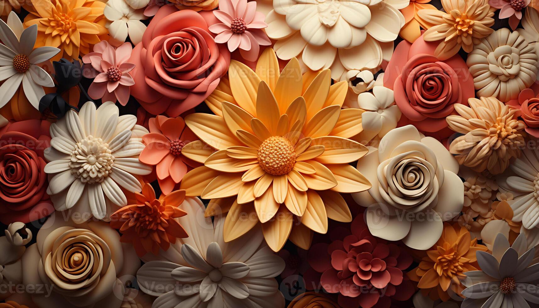 AI generated Nature beauty in a bouquet of colorful flowers generated by AI photo