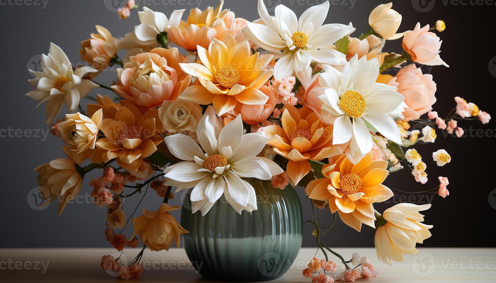 AI generated Freshness of nature beauty in a bouquet of multi colored flowers generated by AI photo