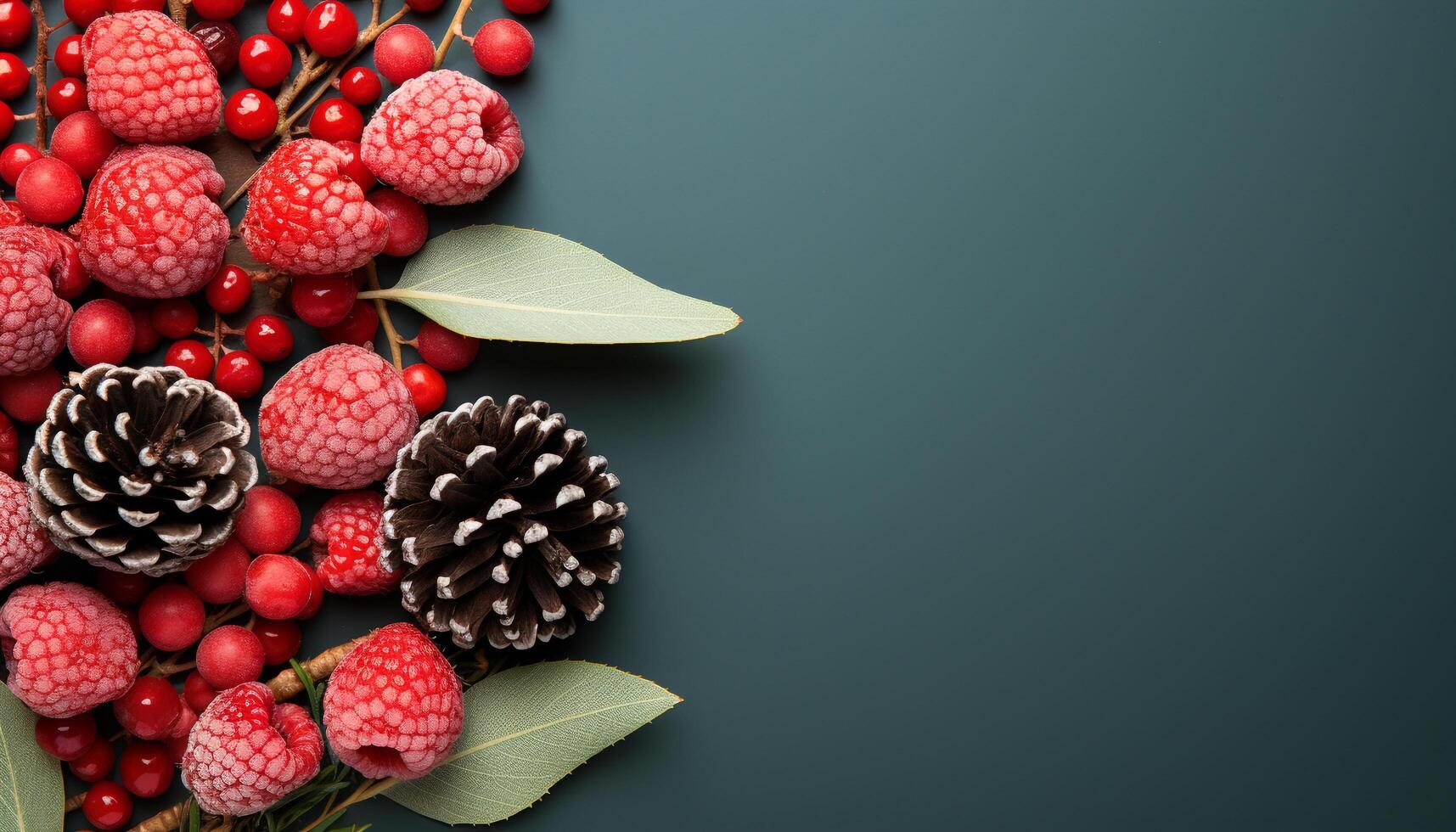 ai generado Fresco baya postre en de madera mesa, naturaleza sano regalo generado por ai foto