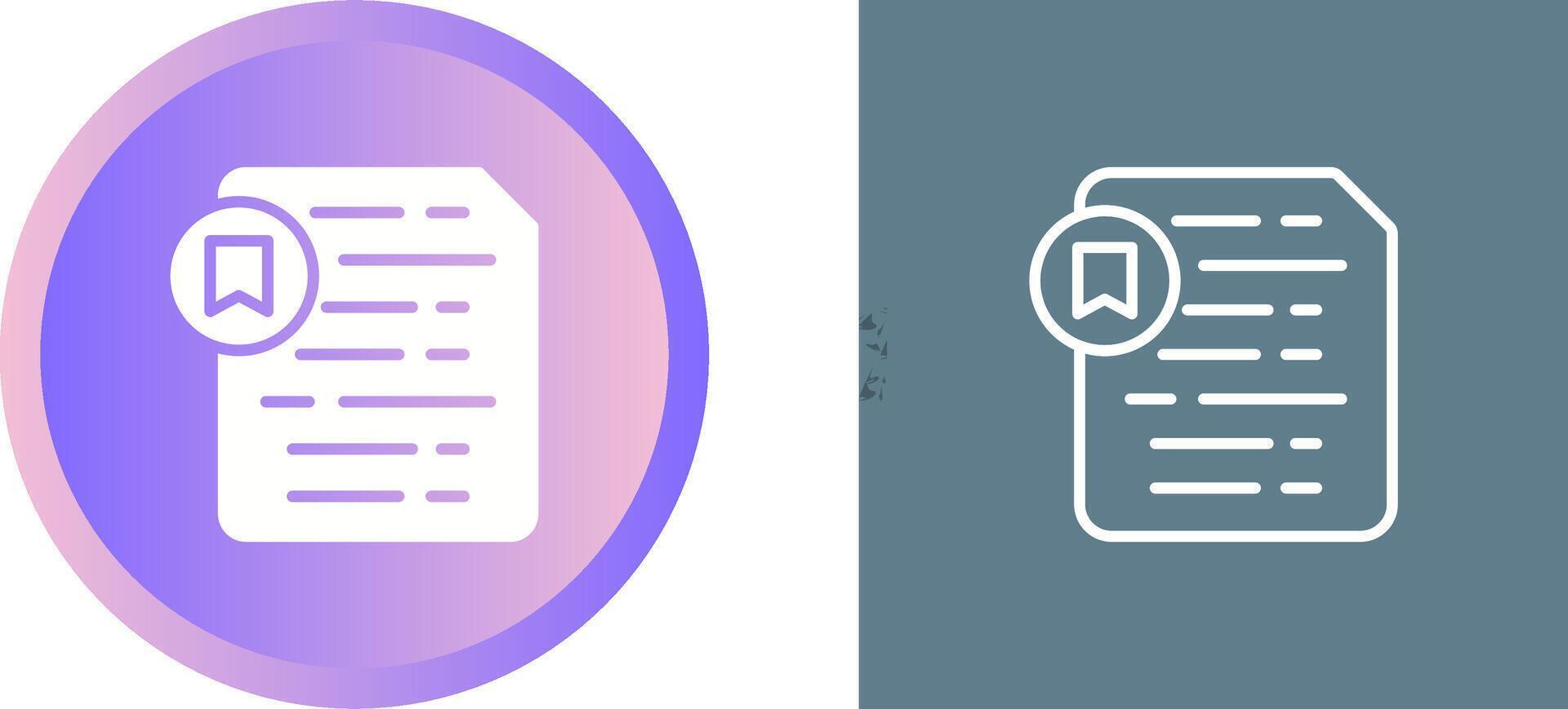 Document Insert Bookmark Vector Icon