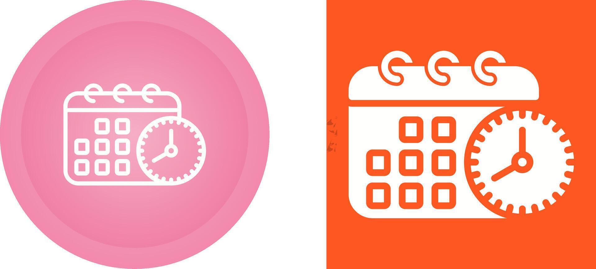 Calendar with clock Vector Icon