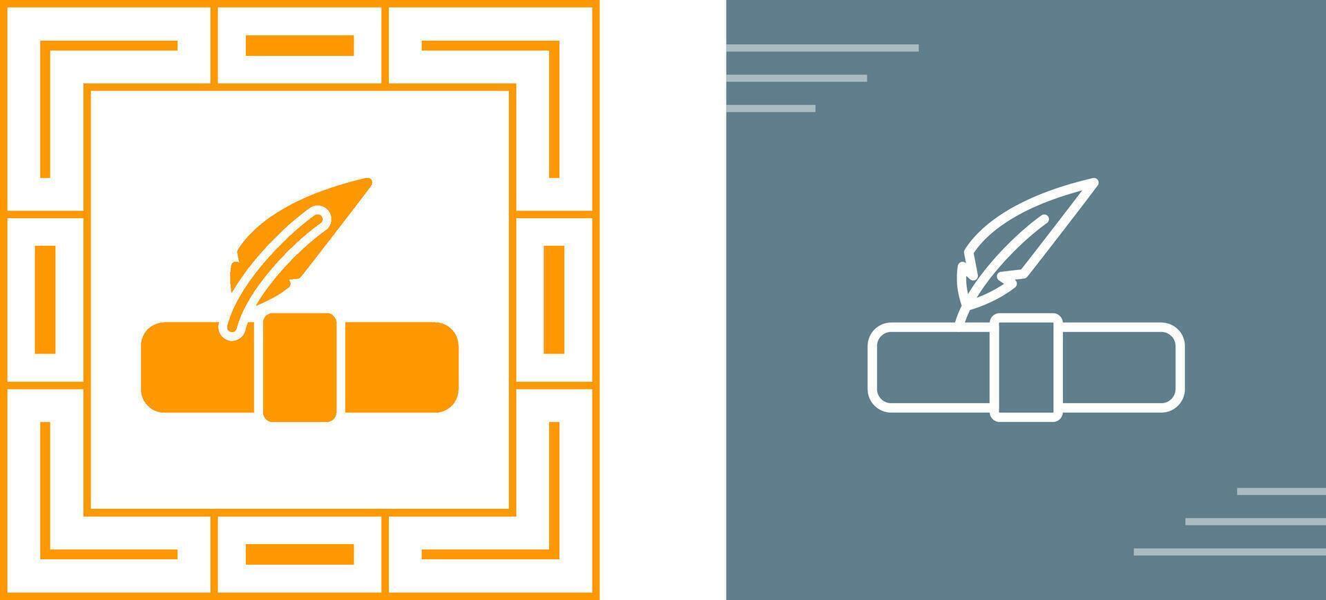 Quill pen with scroll Vector Icon