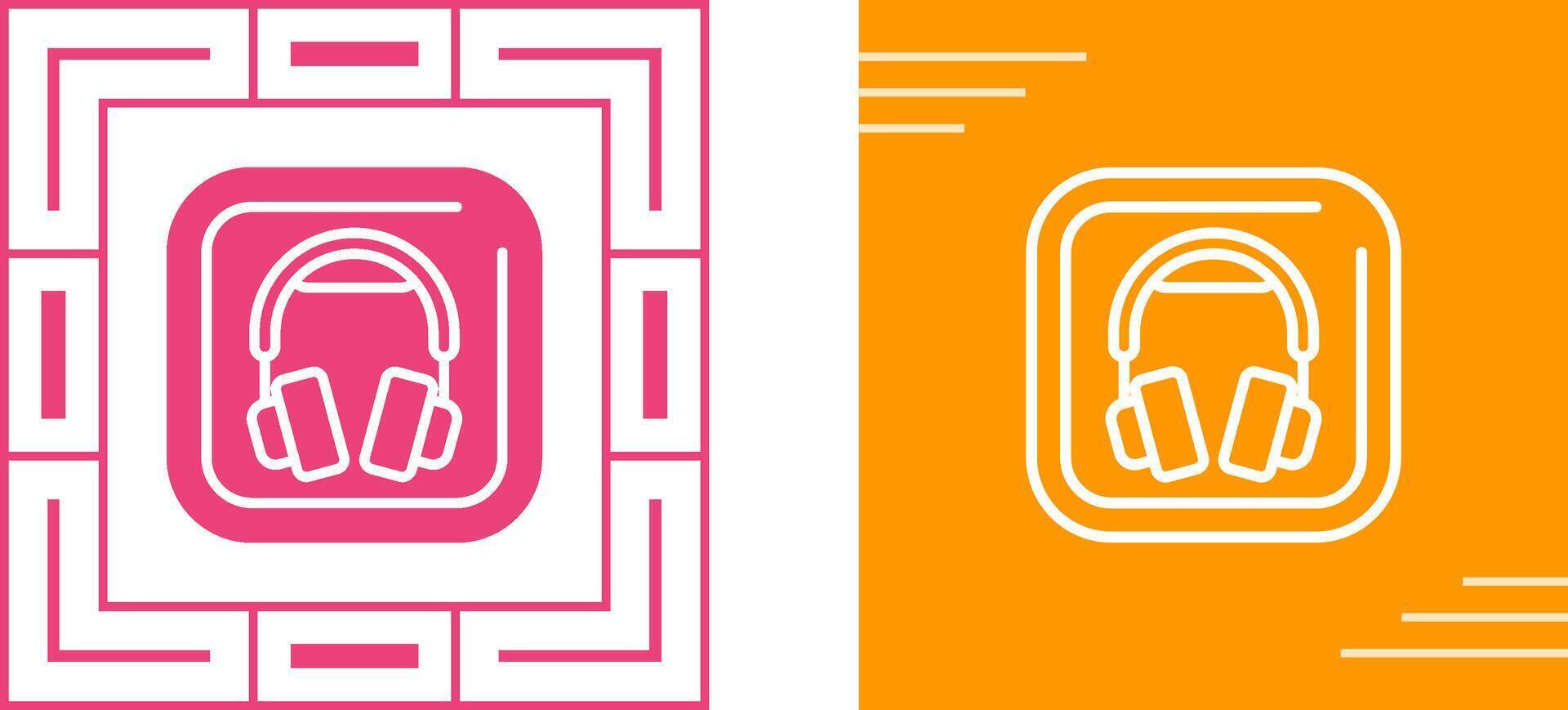 Headphones Square Vector Icon