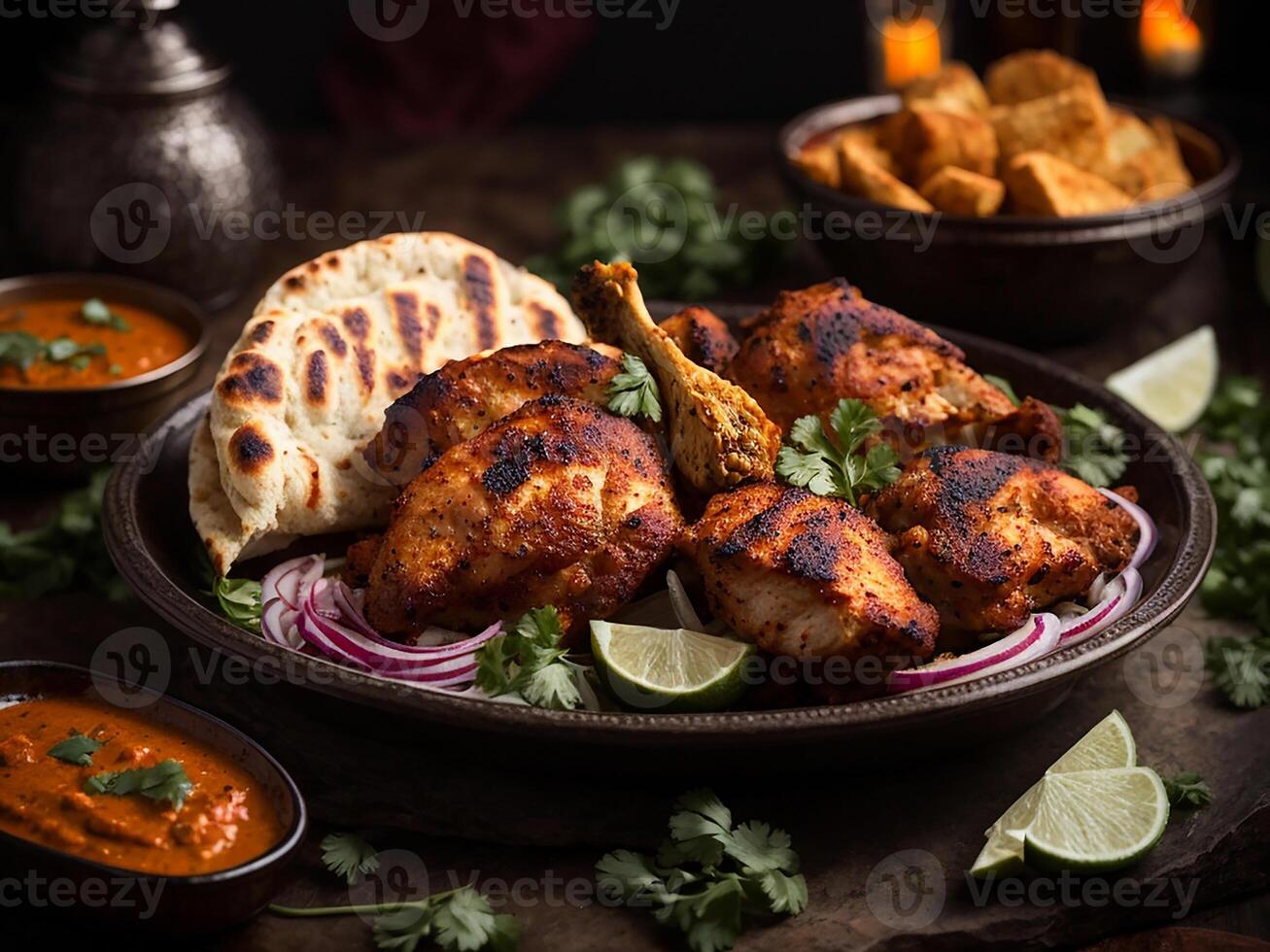 AI generated indian food - chicken tikka masala photo