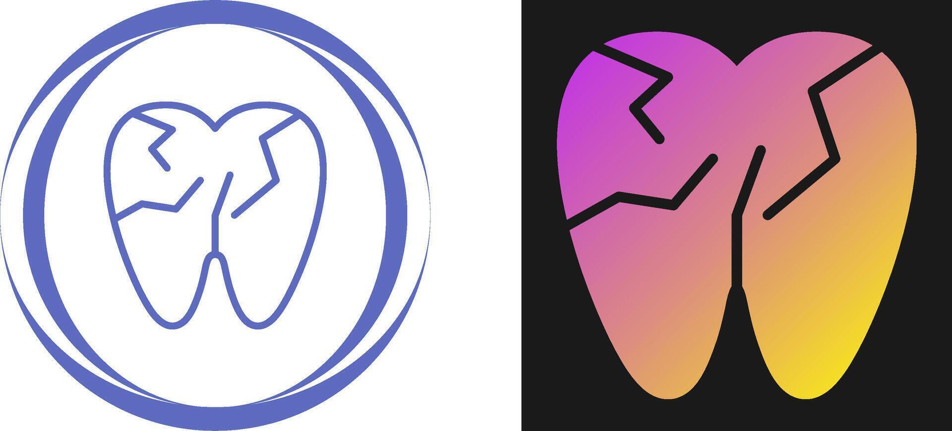 Cracked Tooth Vector Icon