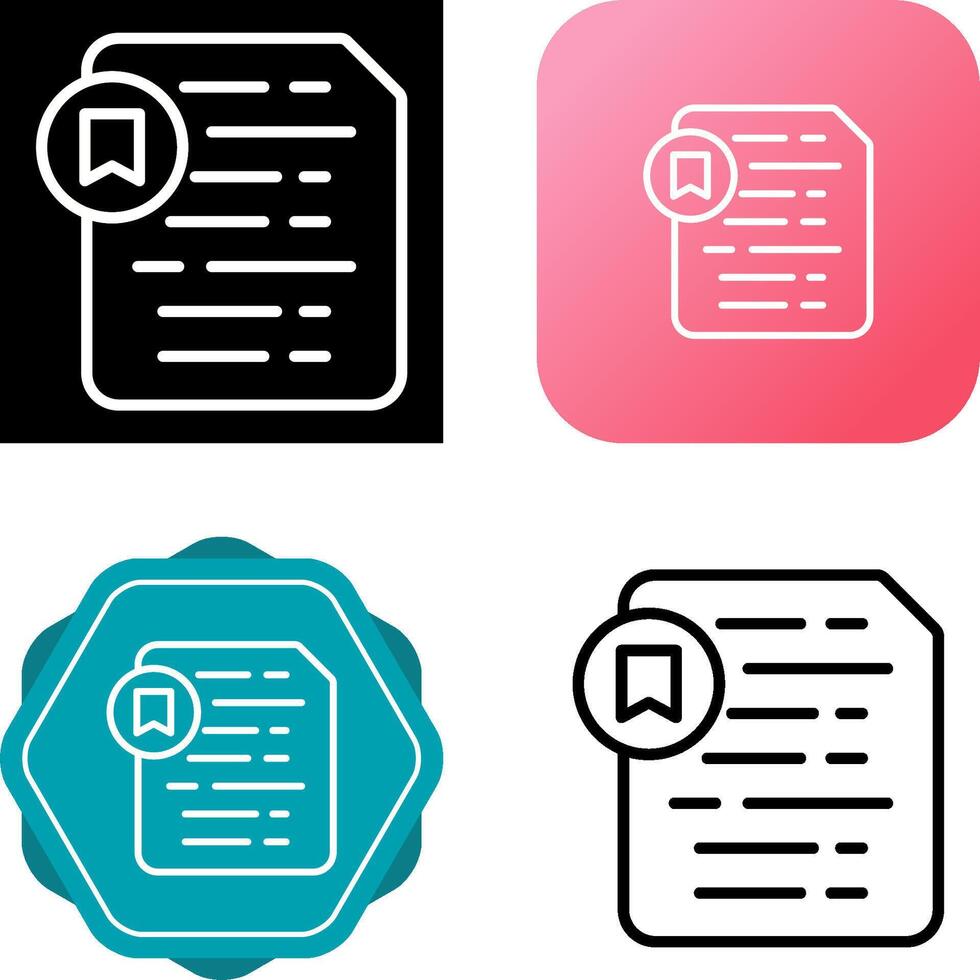 Document Insert Bookmark Vector Icon