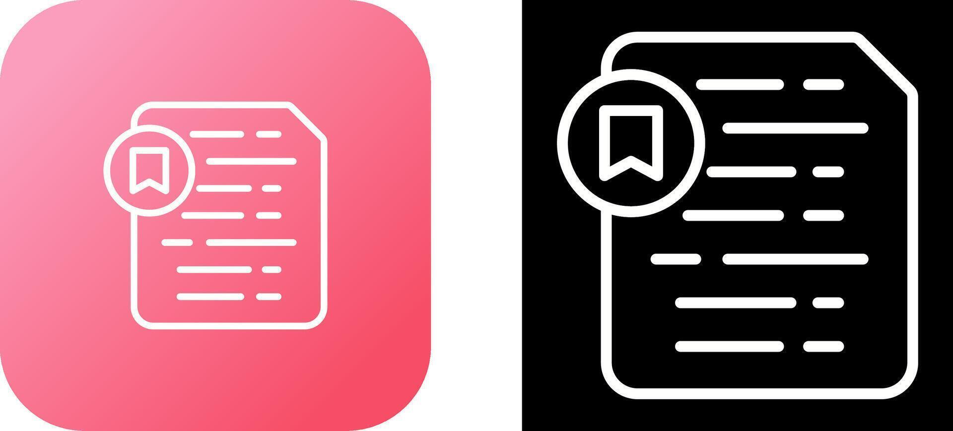 Document Insert Bookmark Vector Icon
