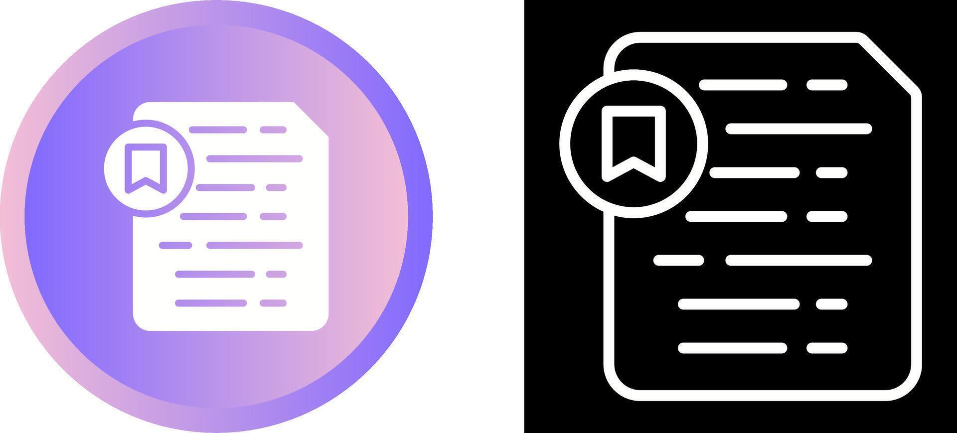 Document Insert Bookmark Vector Icon