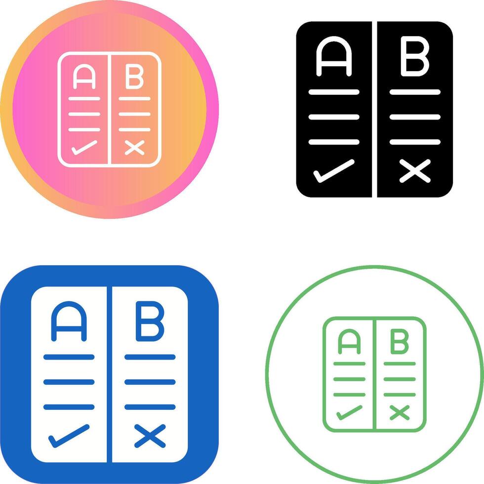 Pros And Cons Vector Icon