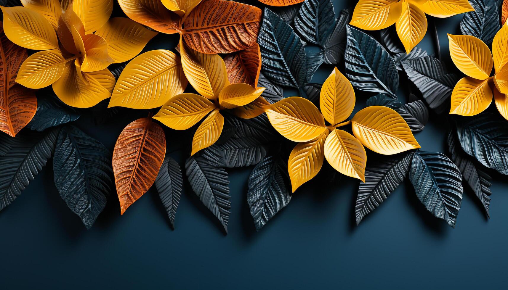 AI generated Autumn leaves create a beautiful nature pattern in yellow generated by AI photo