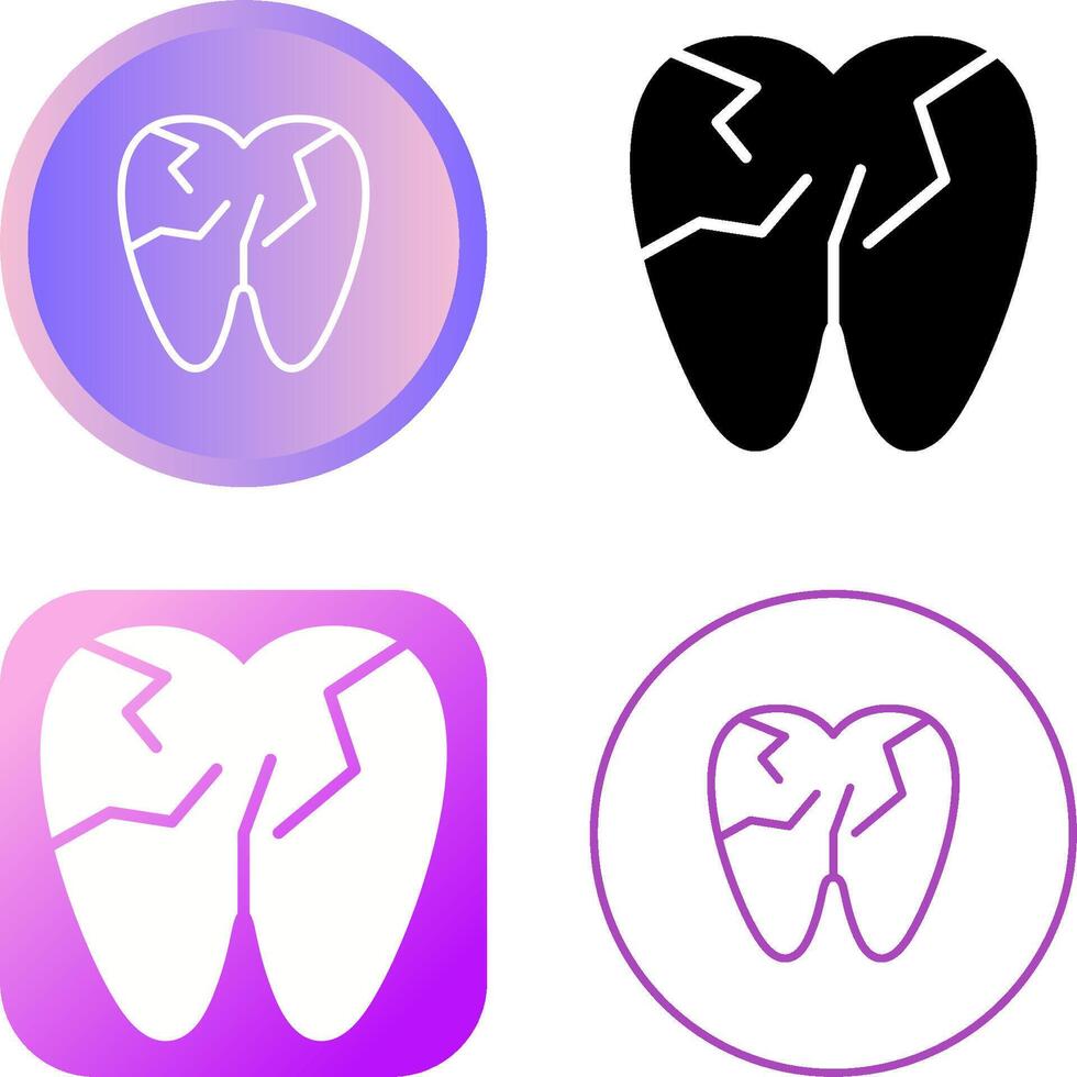 agrietado diente vector icono