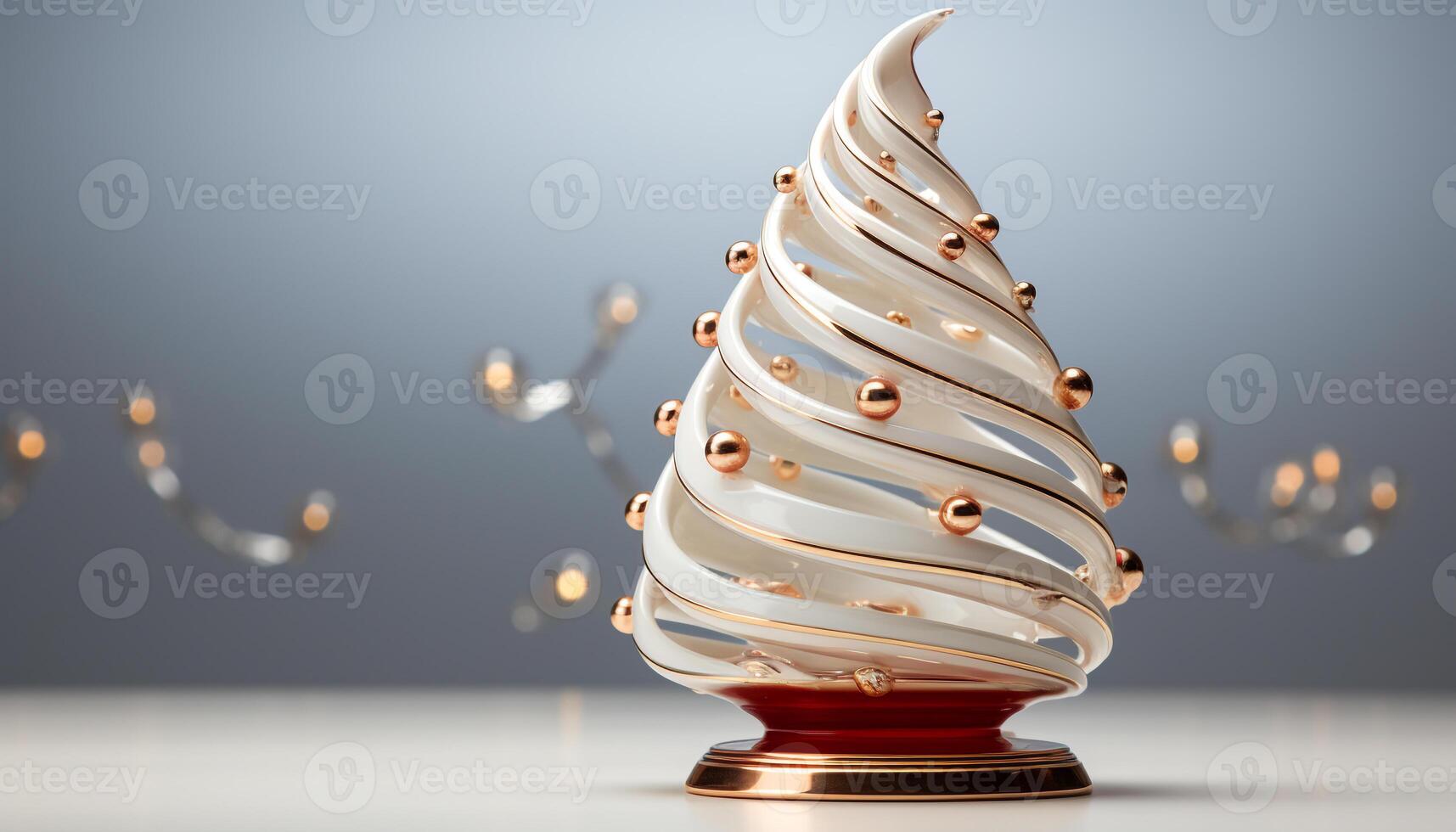 AI generated Winter celebration Christmas tree, snow, gift, shiny ornament, illuminated decoration generated by AI photo