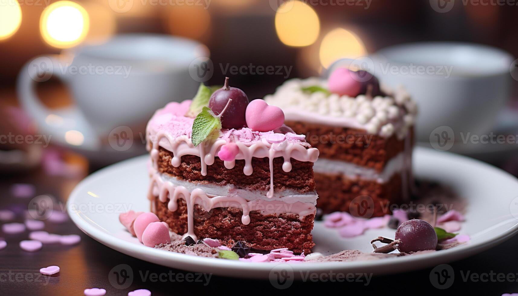 AI generated A gourmet chocolate cake with fresh fruit decoration for celebration generated by AI photo