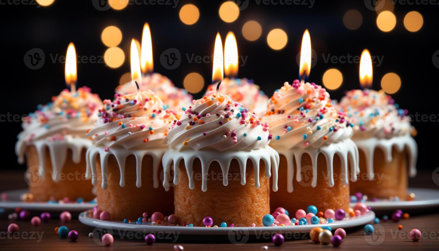 AI generated Homemade dessert, sweet indulgence, celebration of colors and fun generated by AI photo