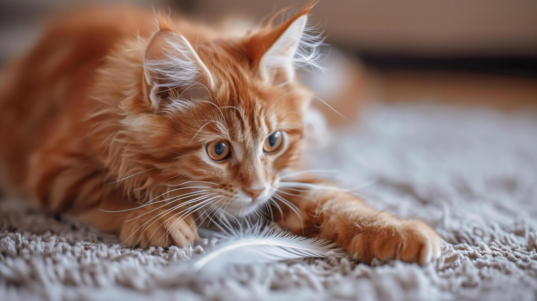 AI generated Tabby cat at laying on floor. Ideal for pet blogs, veterinary clinics, or social media posts about cute animals. photo