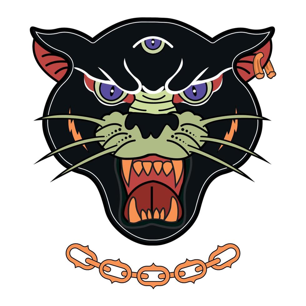 Black Panther with Golden Chains vector
