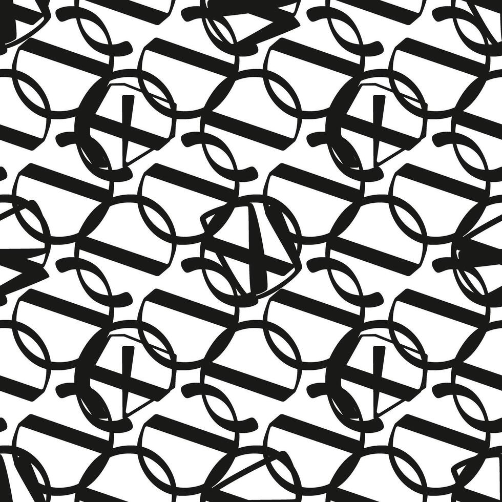 Abstract black line doodle seamless pattern. Creative minimalist style art background vector
