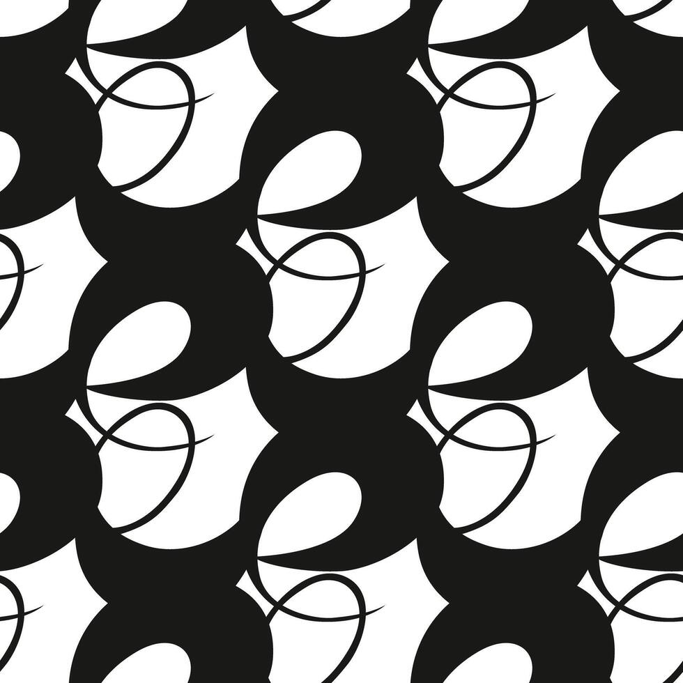Abstract black line doodle seamless pattern. Creative minimalist style art background vector