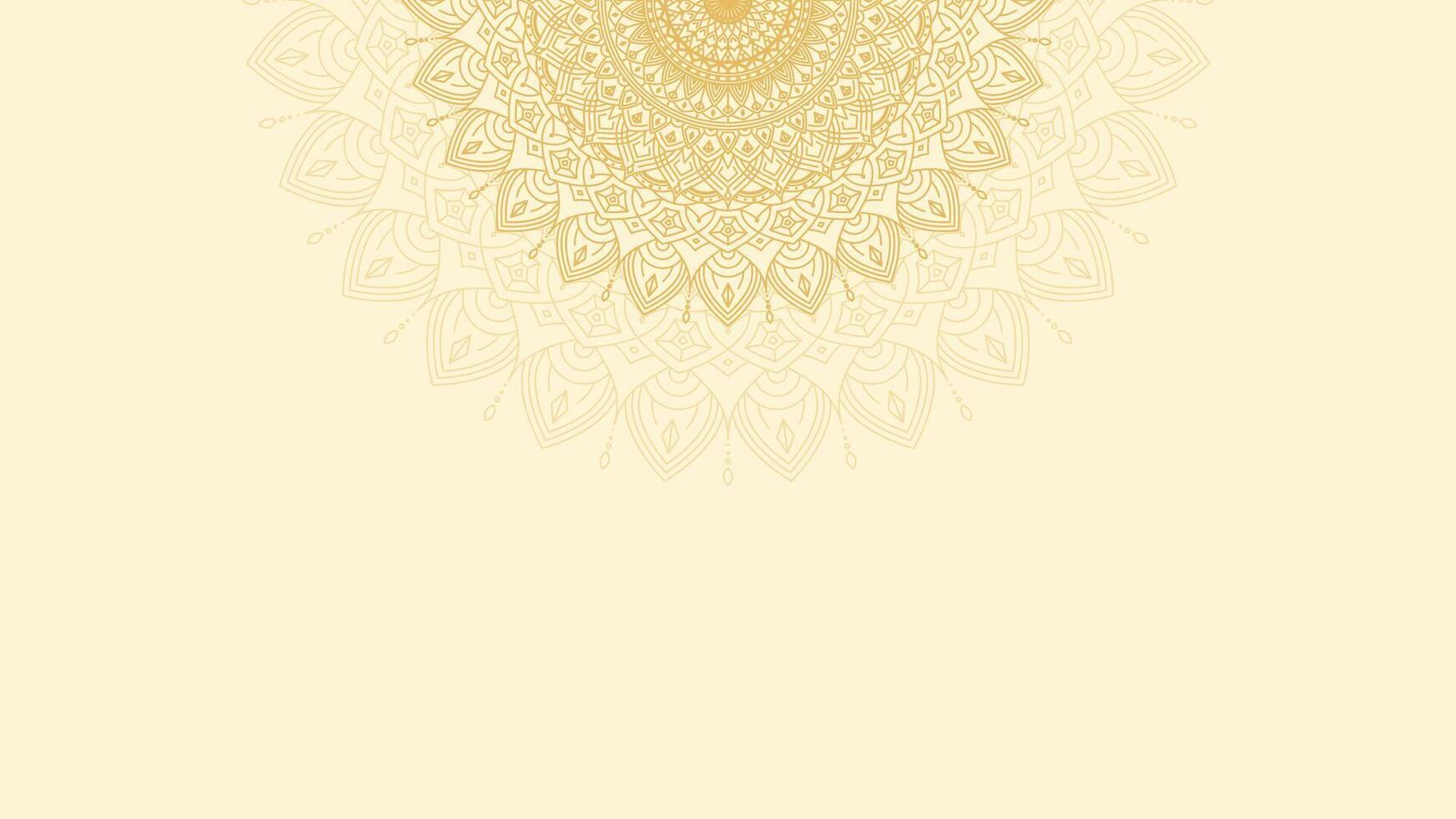 Shimmering Gold Blank Horizontal Vector Background with Ornamental Mandala Elements