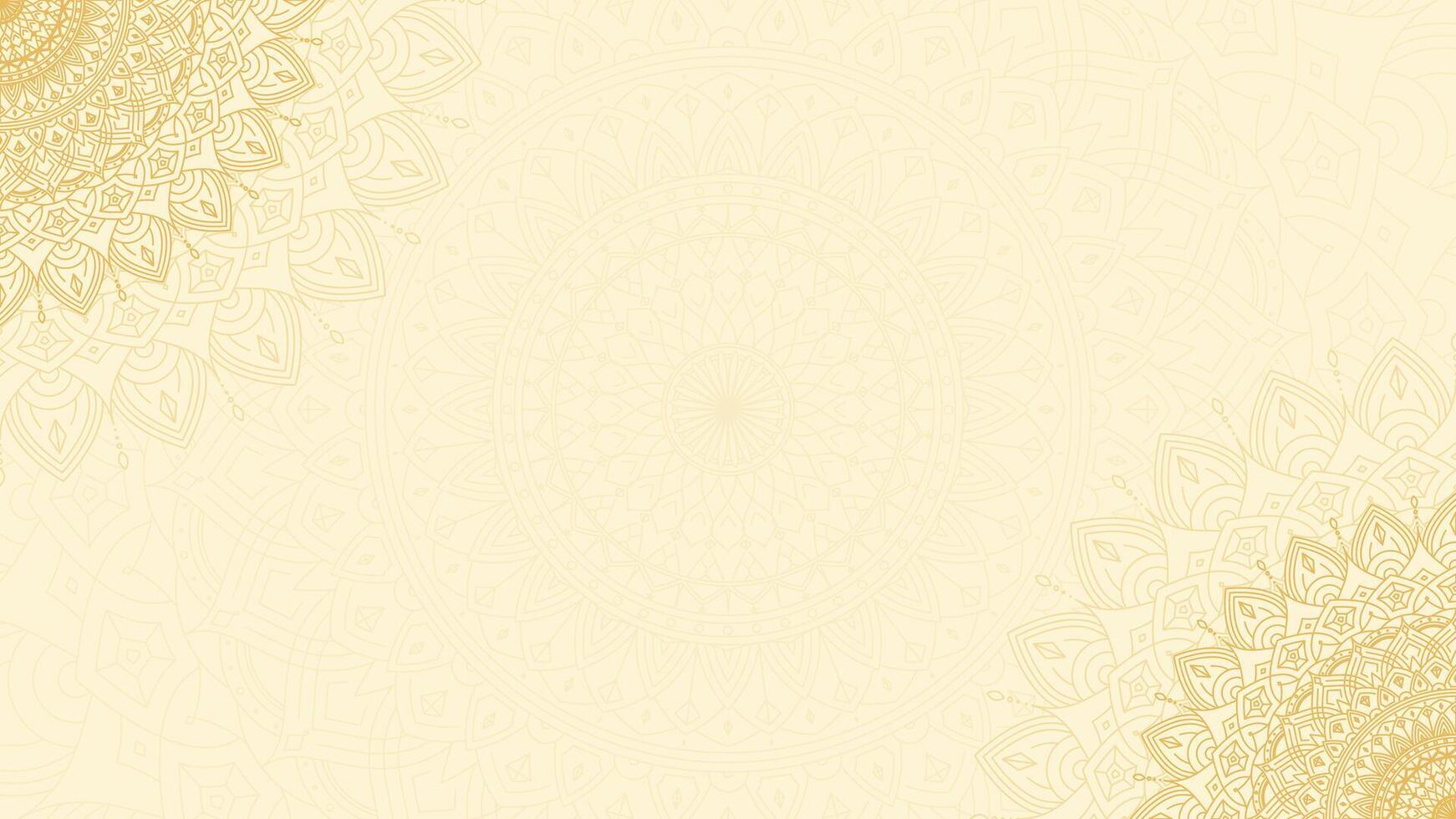 Golden Blank Horizontal Vector Background with Intricate Ornamental Mandala Design