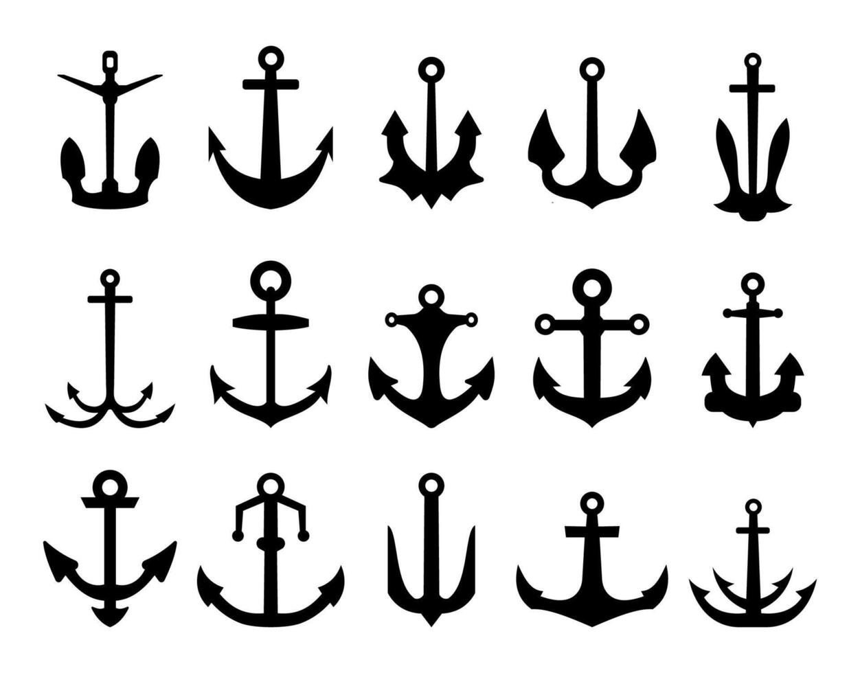 Anchor silhouette illustration collection vector