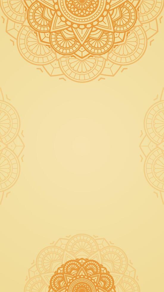 Simple Elegant Light Yellow Saffron Gold Blank Vertical Vector Background with Orange Citrus Mandala Artwork