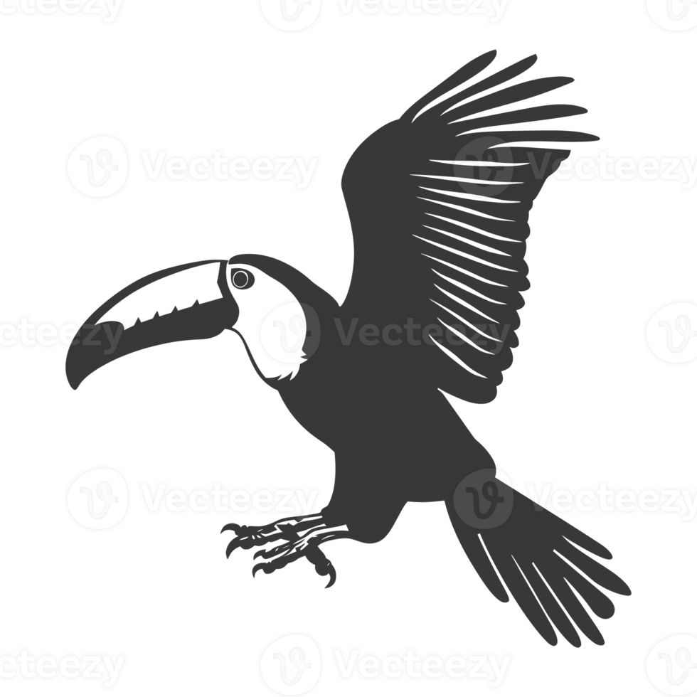 ai gegenereerd silhouet toekan vogel dier vlieg zwart kleur enkel en alleen vol lichaam png