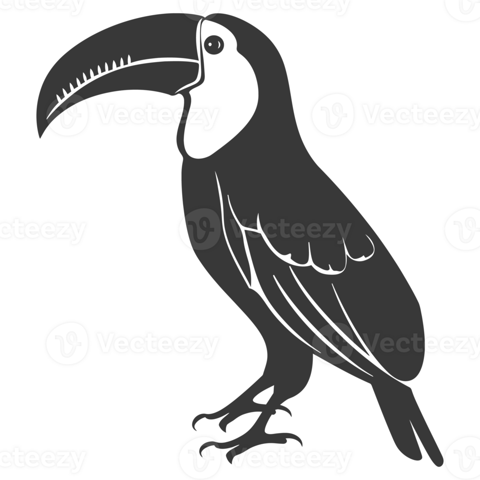 AI generated Silhouette Toucan bird animal black color only full body png