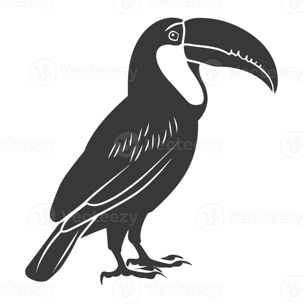 AI generated Silhouette Toucan bird animal black color only full body png