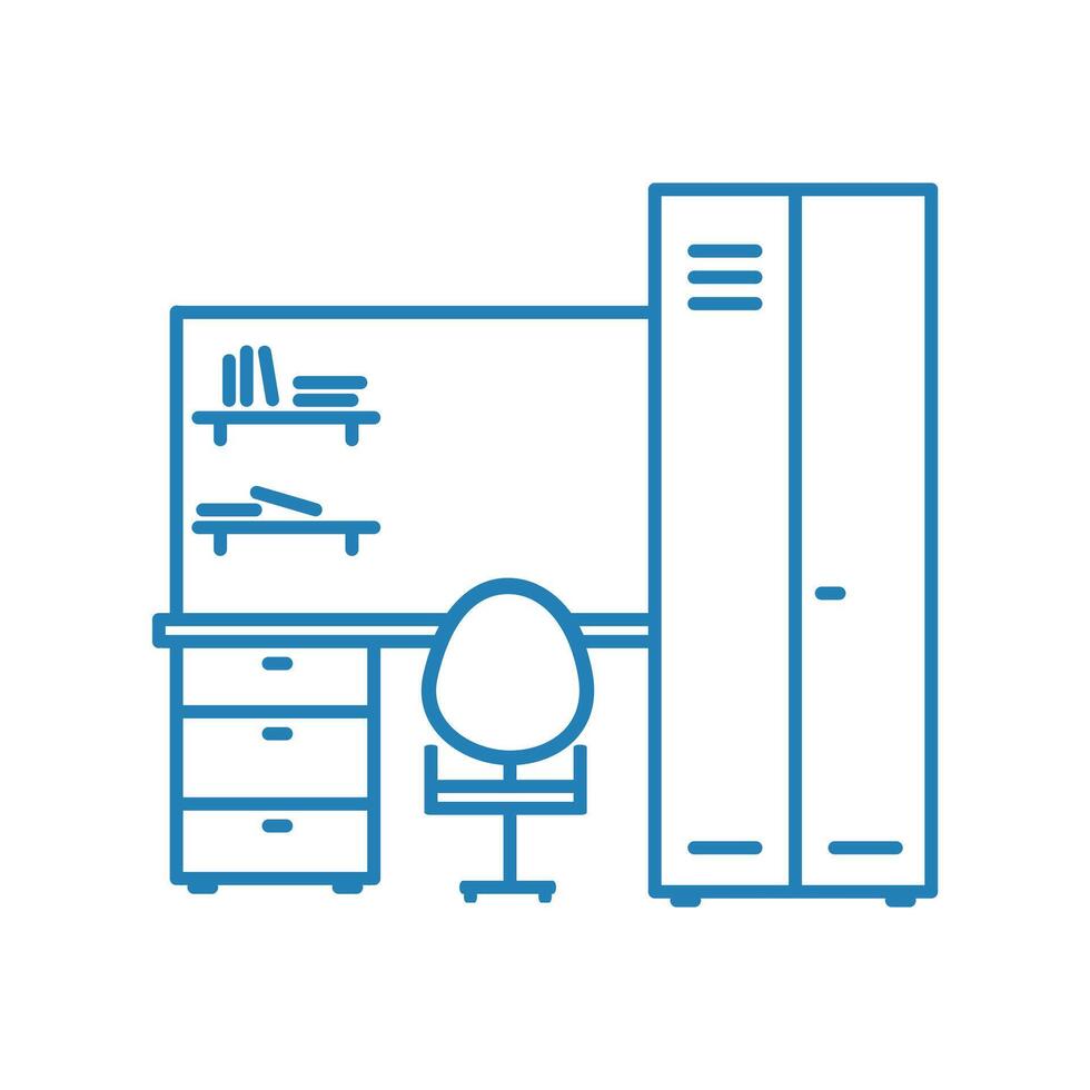 Outline illustration of a student's workplace vector