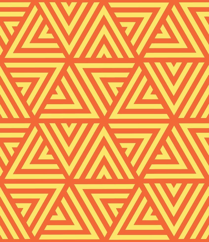 Seamless red and yellow pattern of many triangles vector