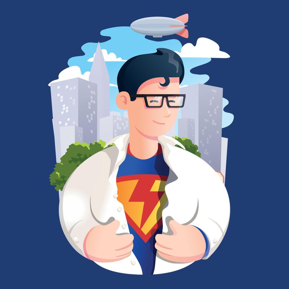 Illustration of a man with super powers vector