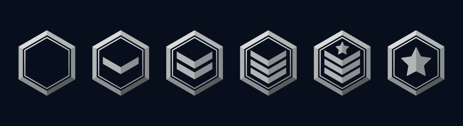 Line of military ranks. Rating system in the game vector