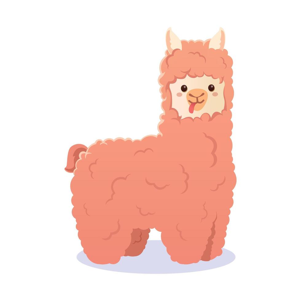 ilustración de un gracioso rosado llama vector