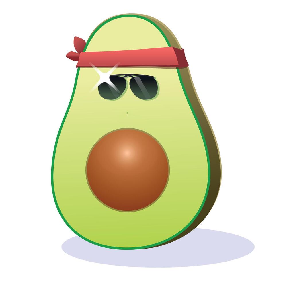 ilustración de un frio aguacate vistiendo lentes vector