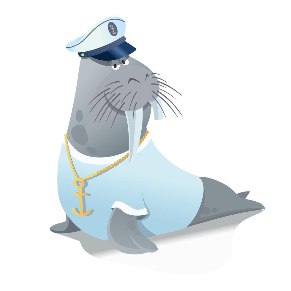 Illustration of a walrus captain in uniform vector