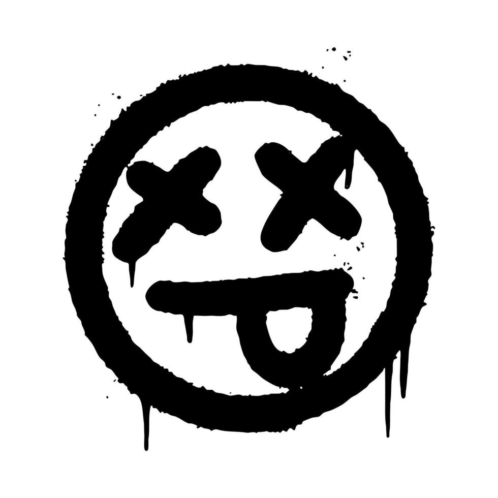 Airbrushed grunge dead emoticon. Dead smile vector