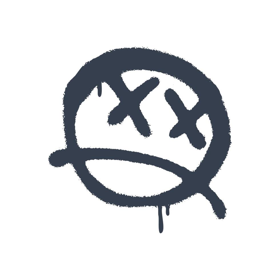 Graffiti image of a displeased dead emoticon vector