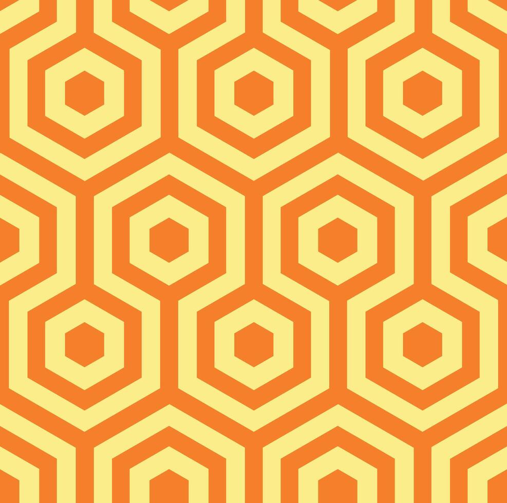 Seamless orange yellow pattern of hexagons. Warm yellow background for packaging vector