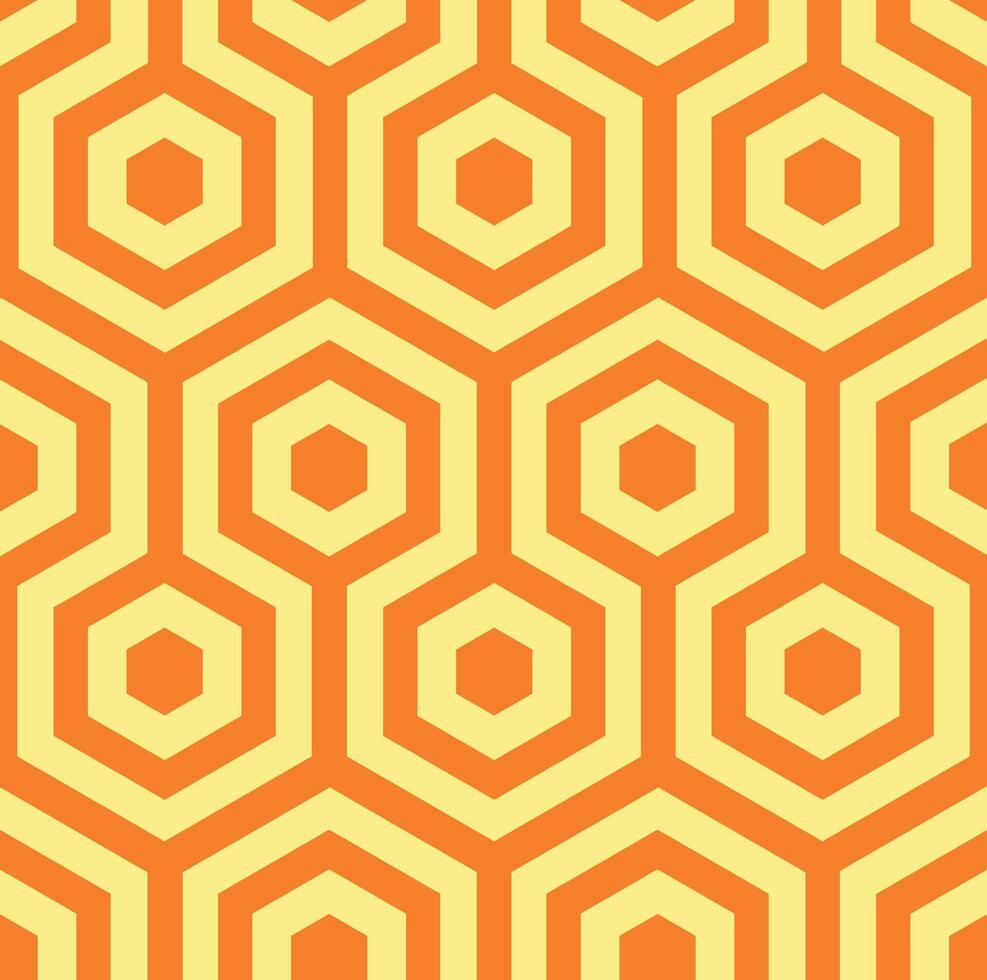 Seamless orange yellow pattern of hexagons. Warm yellow background for packaging vector