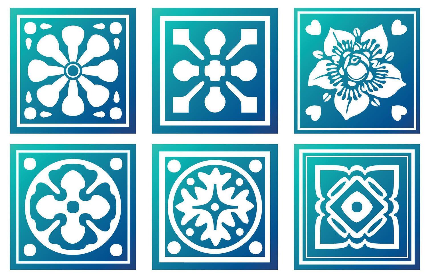 A set of square tiles with beautiful ornaments vector