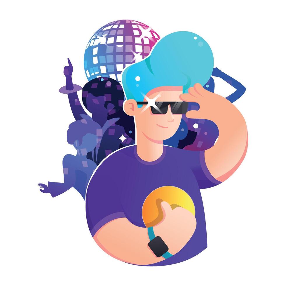 Illustration of a party guy in a club vector