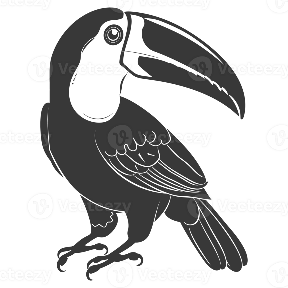 AI generated Silhouette Toucan bird animal black color only full body png