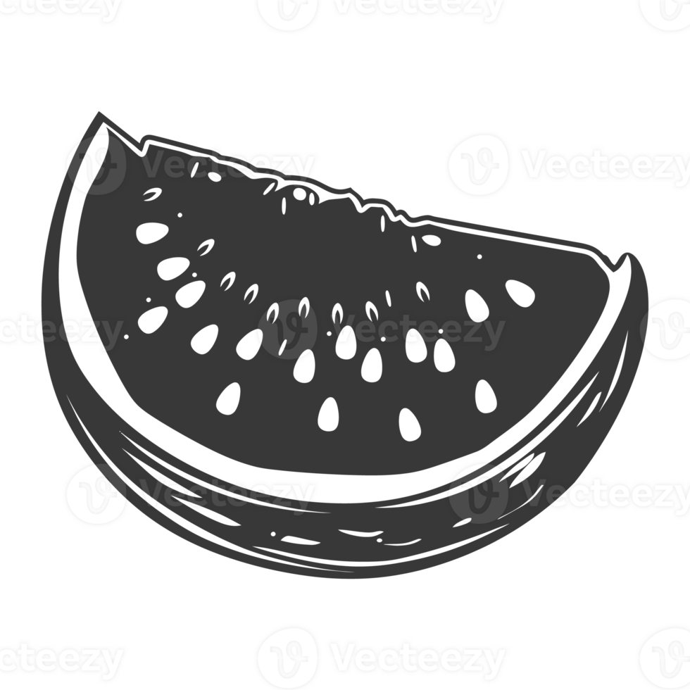 AI generated Silhouette Watermelon Fruit black color only png