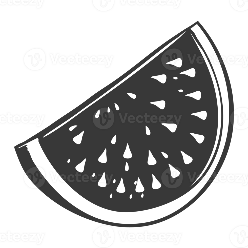 AI generated Silhouette Watermelon Fruit black color only png