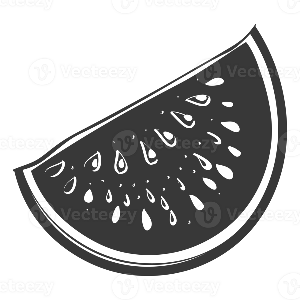 AI generated Silhouette Watermelon Fruit black color only png
